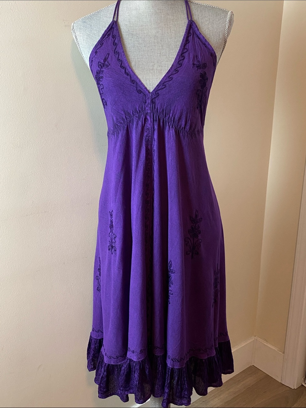 Advance Apparels Purple Backless Halter Dress